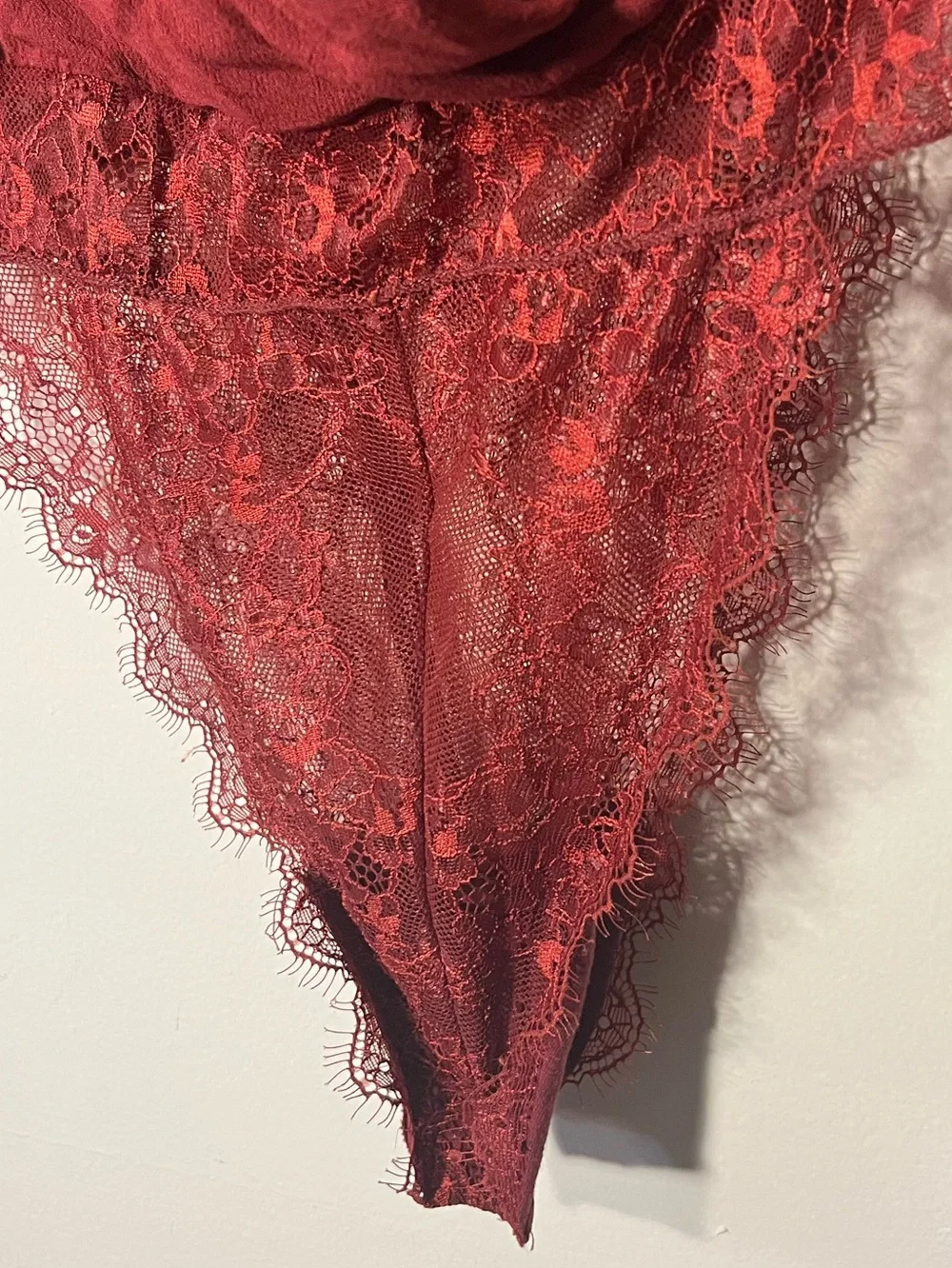 Free People | Elsa Rust Red Long Sleeve Surplice Bodysuit